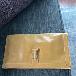 Salvatore Ferragamo Mustard Leather Oversized Clutch